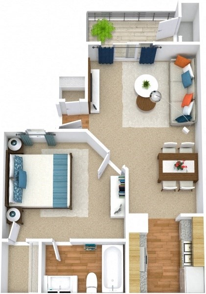 a floor plan of a one bedroom apartment